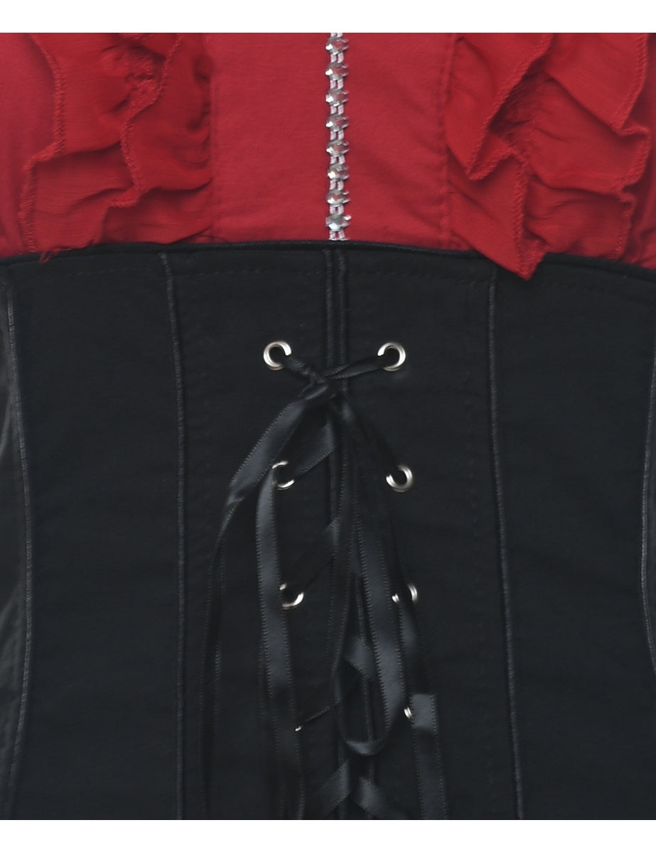 Halterneck Two Tone Top - XS