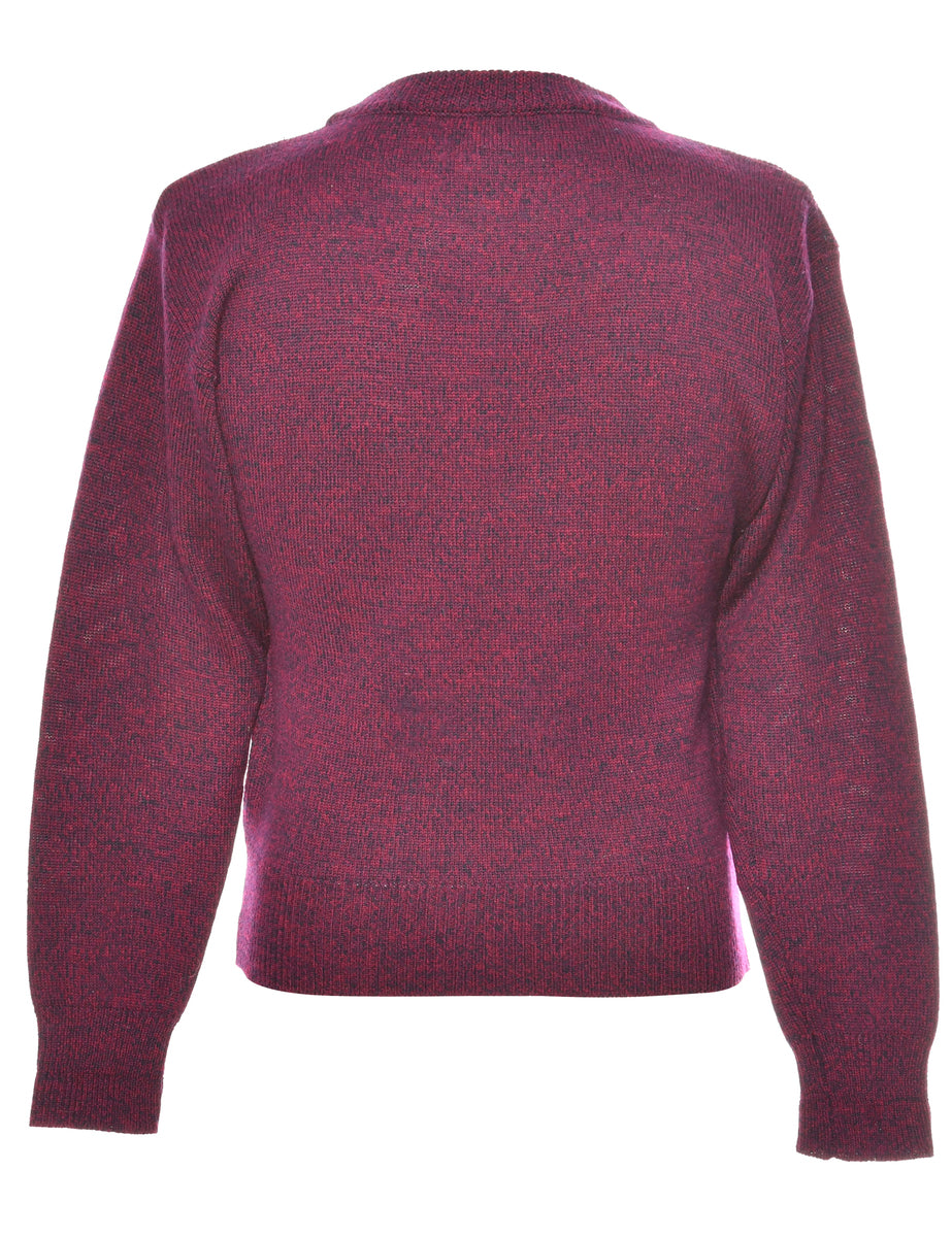 Patterned Maroon & Purple Diamond Design Jumper - S