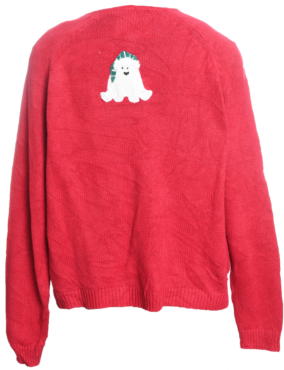 Polar Bear Design Christmas Cardigan - L