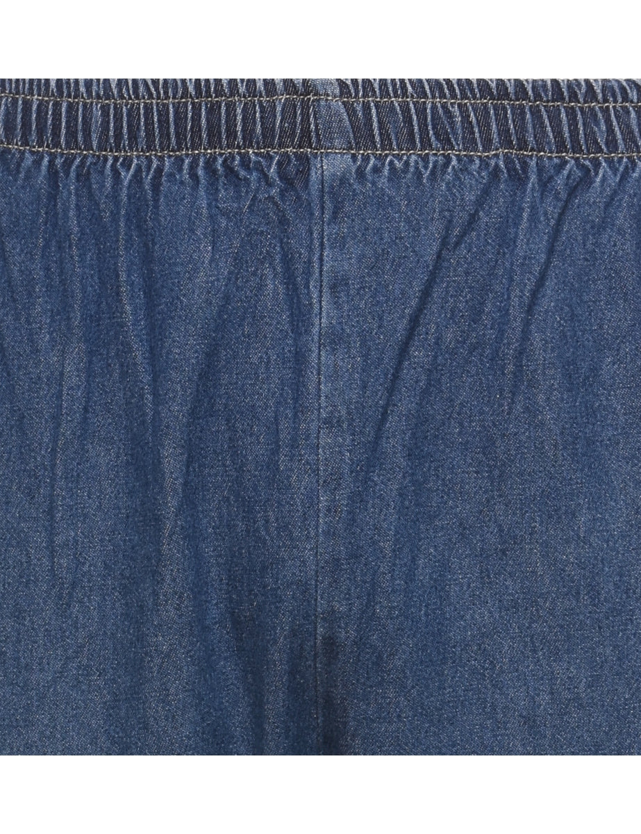Elasticated Waist Dark Wash Denim Trousers - W28 L27