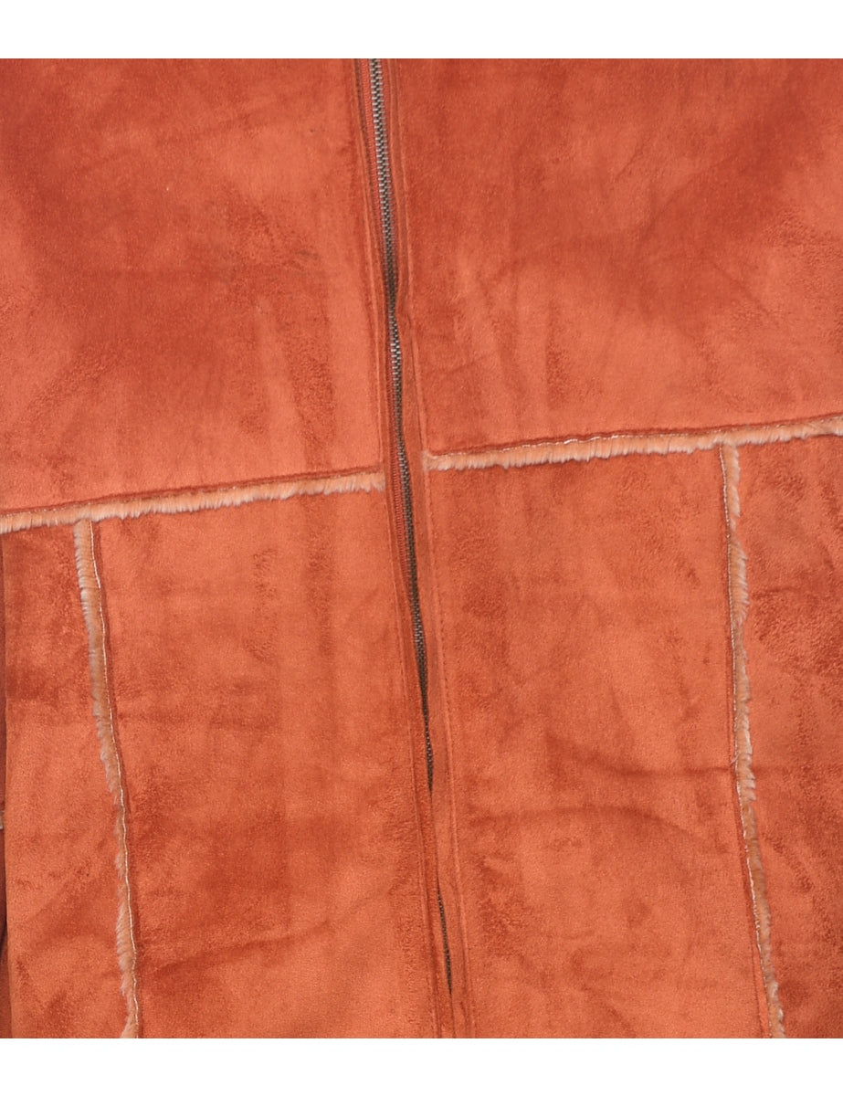 Terracotta Shearling Jacket - M