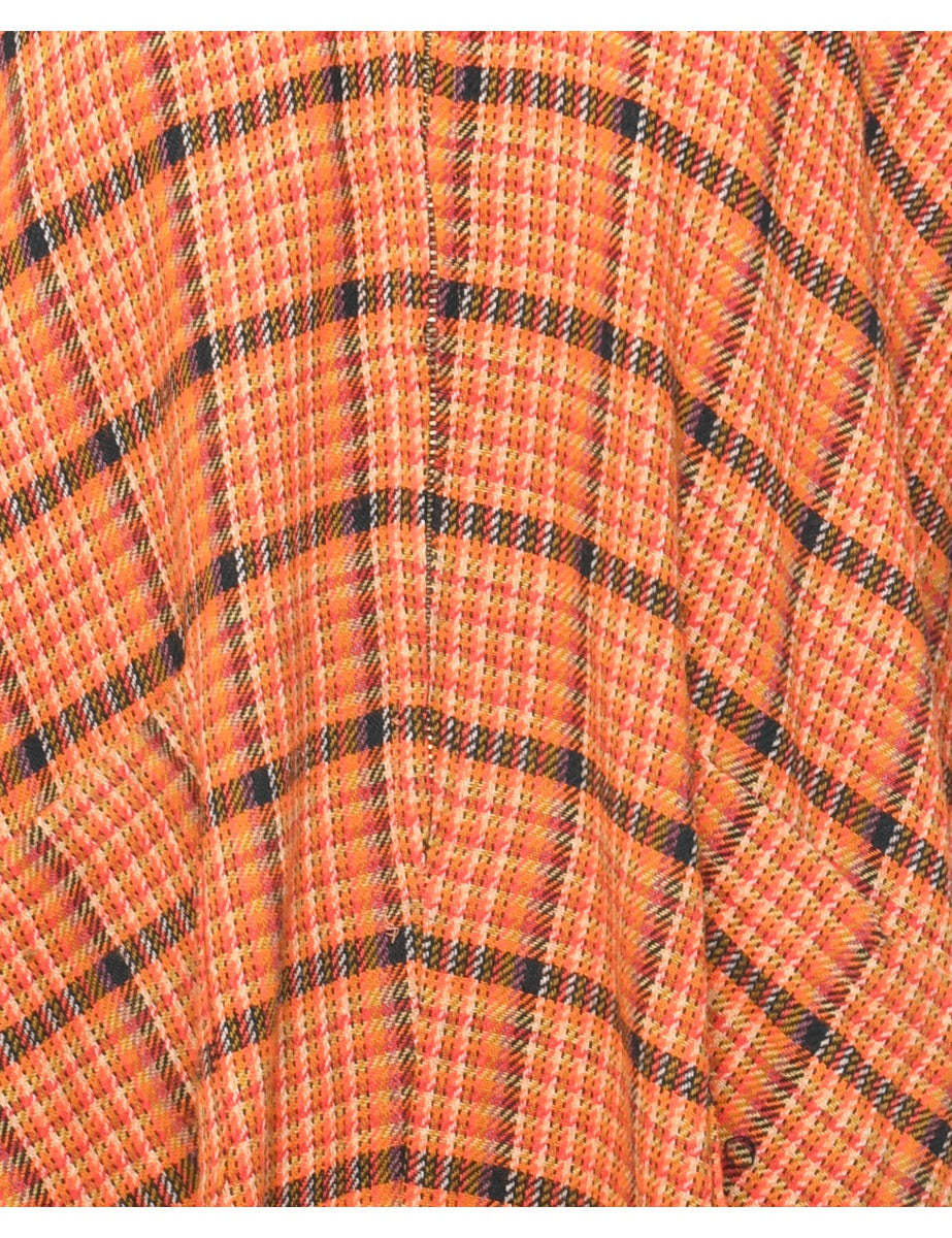 Checked Zip Front Cape - L
