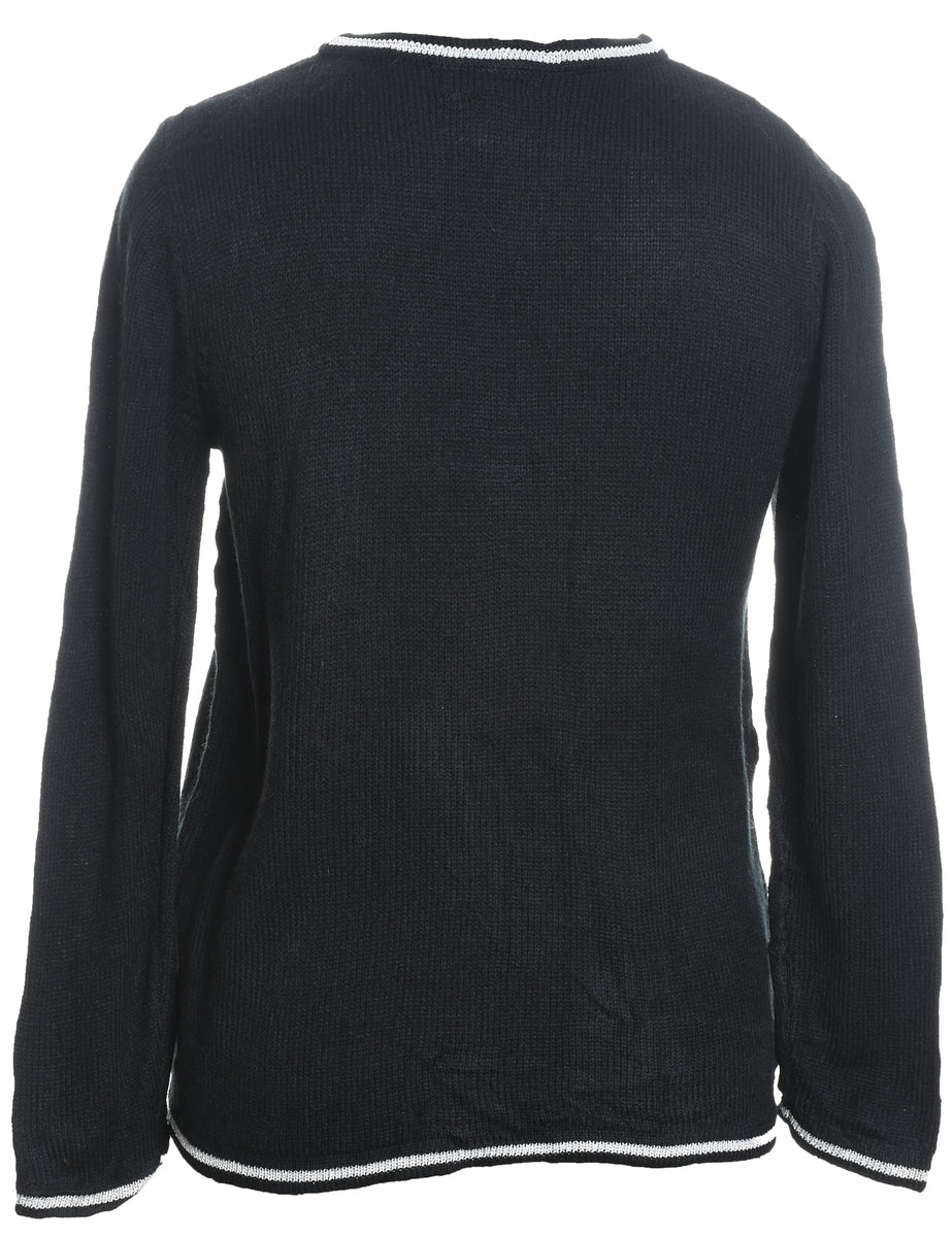 Christmas Tree Design Black Appliqued Jumper - S