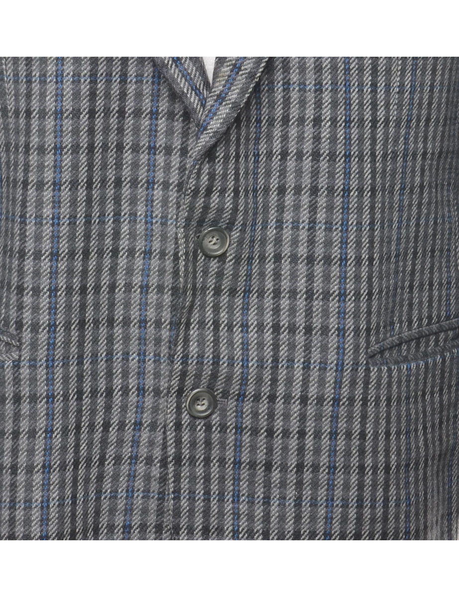 Button Front Striped Blazer - L