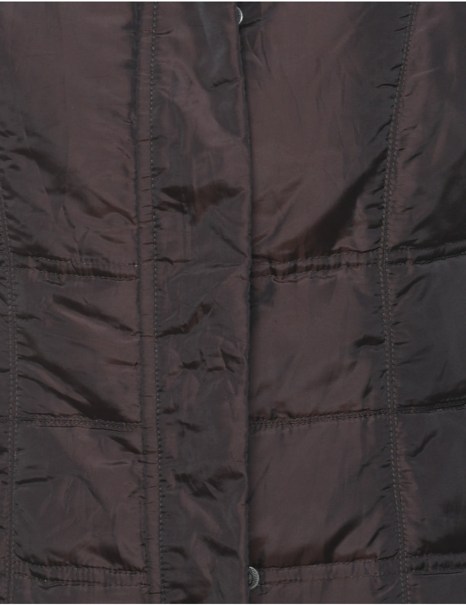 Eddie Bauer Dark Brown Zip-Front Puffer Vest - XS
