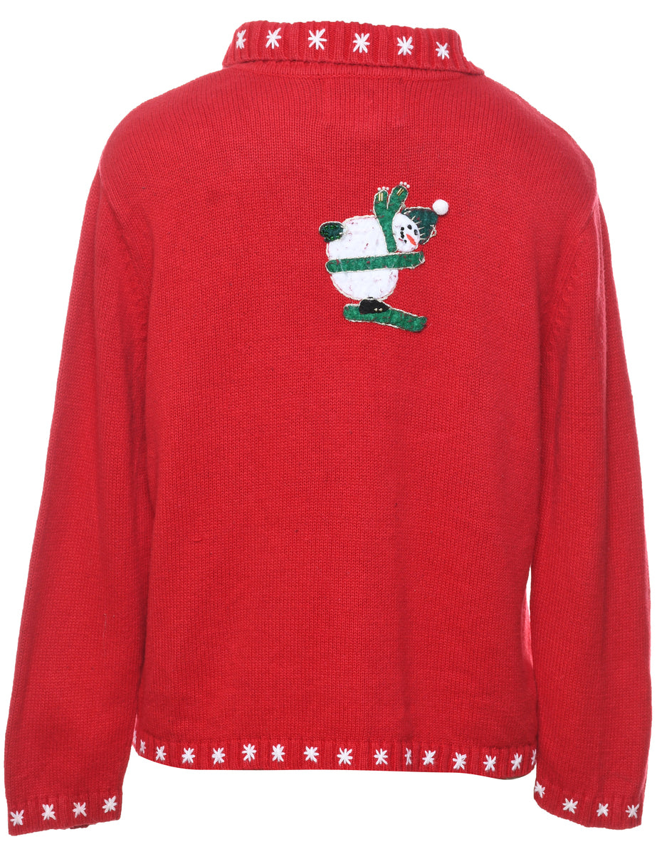 Snowman Christmas Cardigan - M