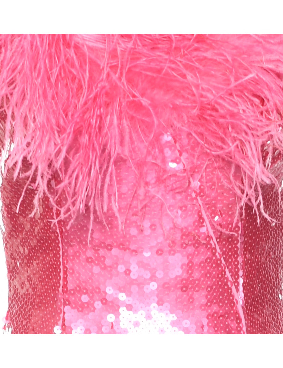 Sequined Tulip Skirt Evening Dress - S