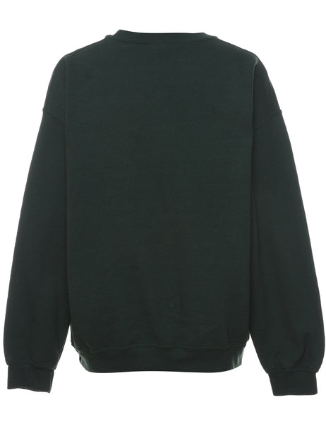Dark Green & White Printed Sweatshirt - L