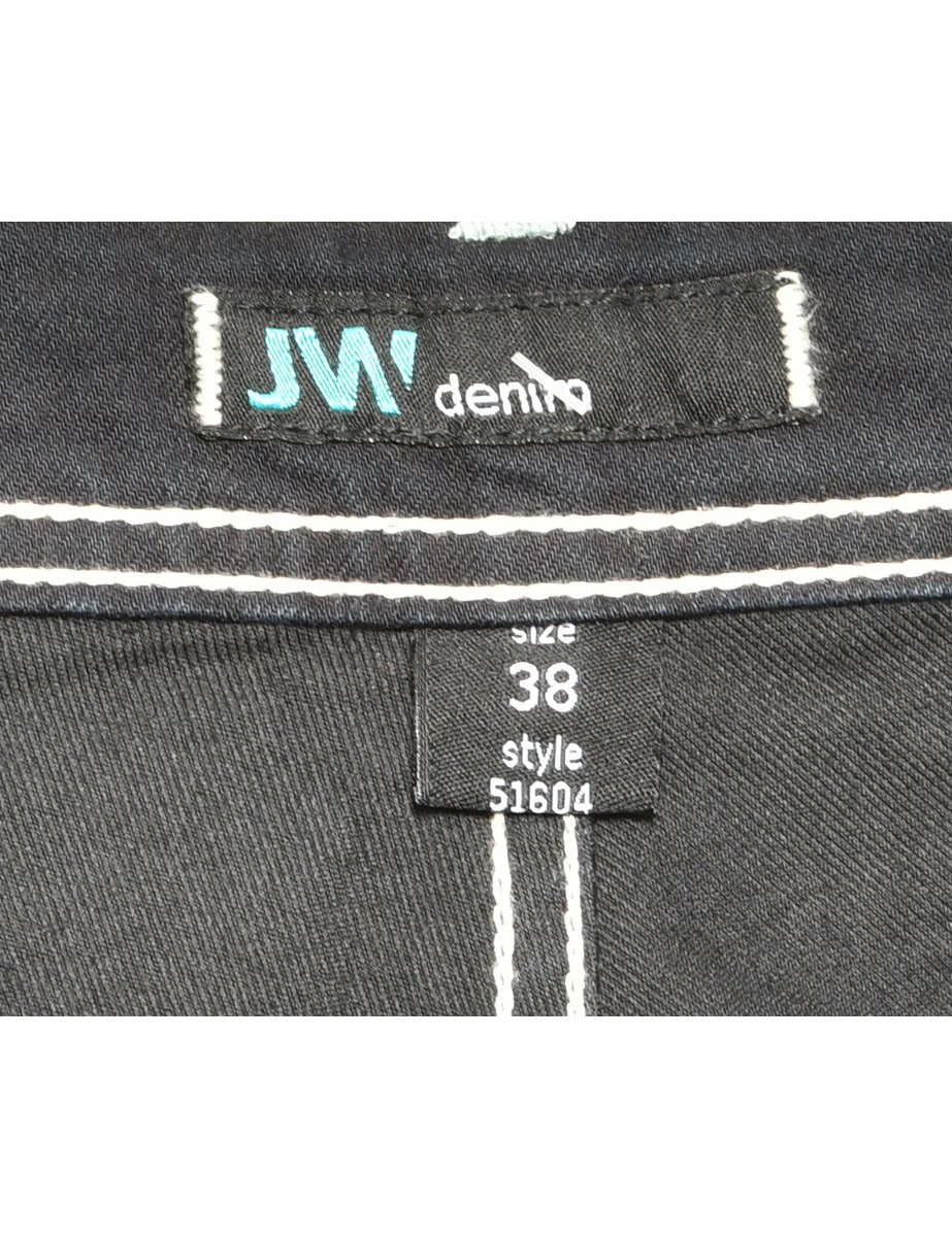 Zip Front Black Straight Fit Jeans - W30 L34