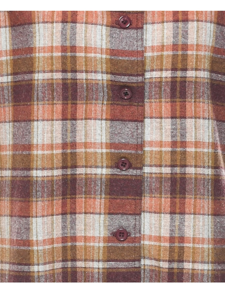 Checked Shirt Dress - L