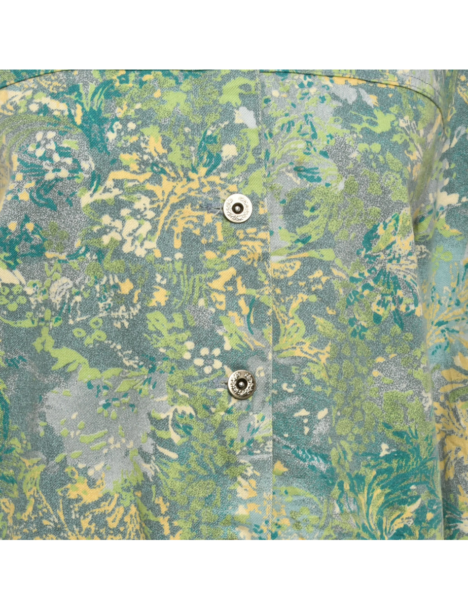 Printed Green Jacket - M
