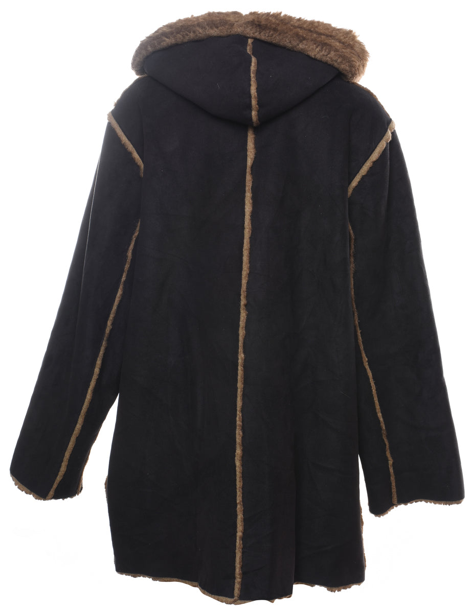 Hooded Black Coat - L