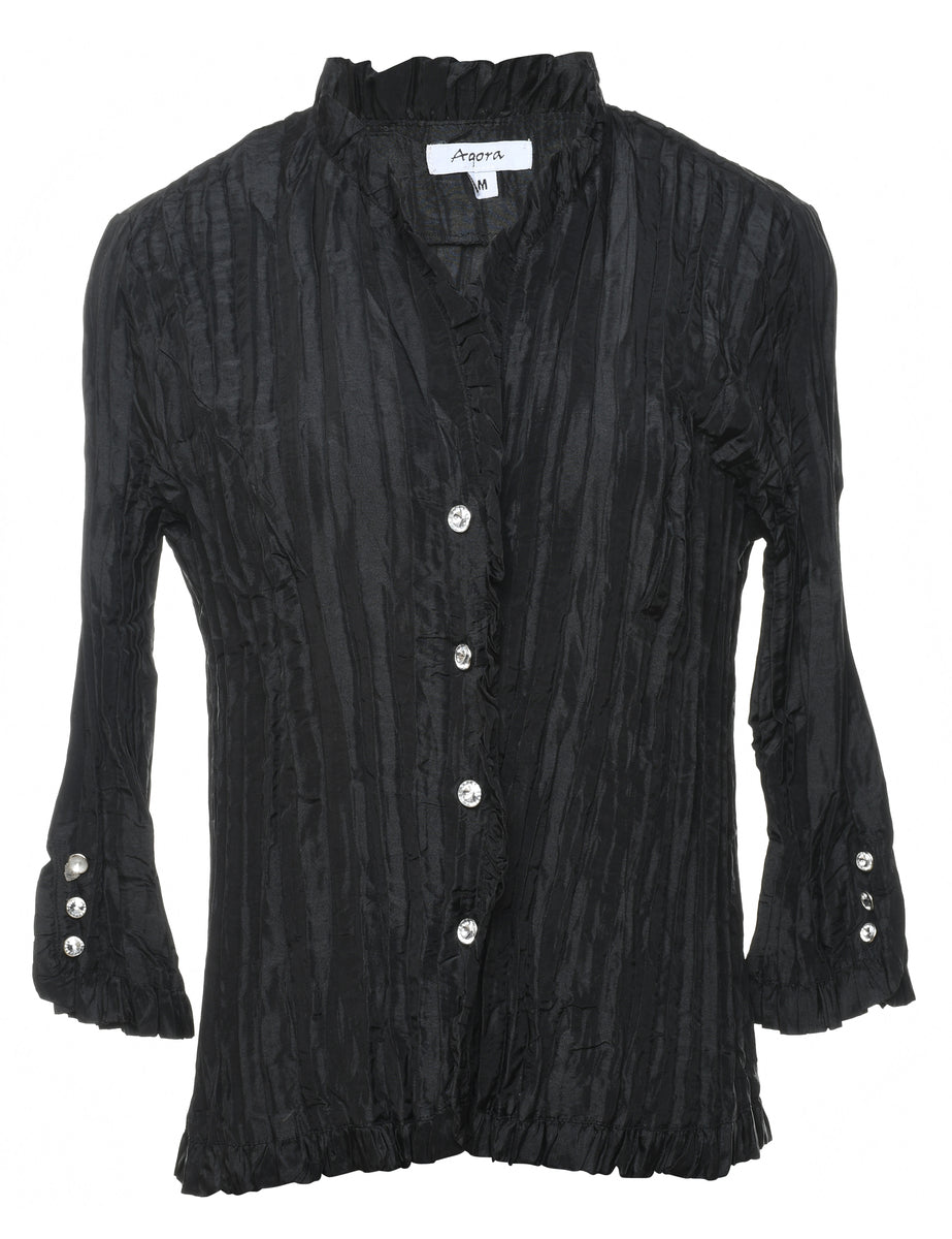 Black Diamonte Button Evening Jacket - M