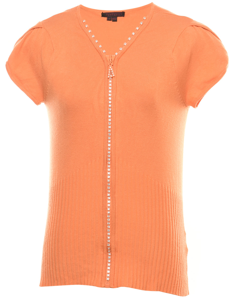 Cap Sleeved Orange Cardigan - S