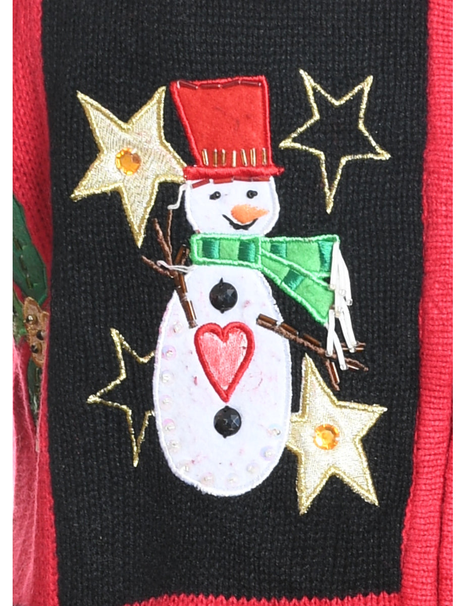 Snowman Christmas Cardigan - M