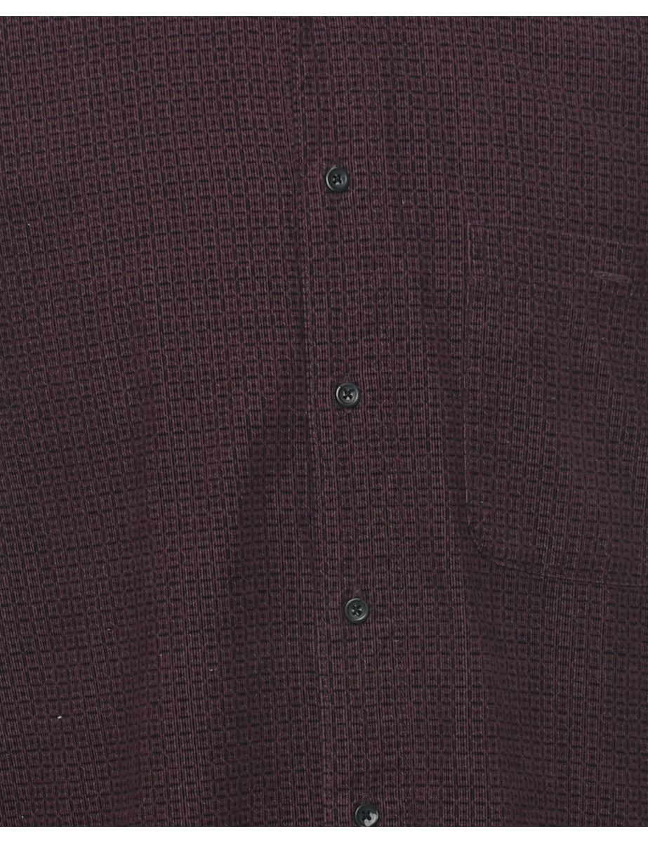 Corduroy Checked Pattern Shirt - L