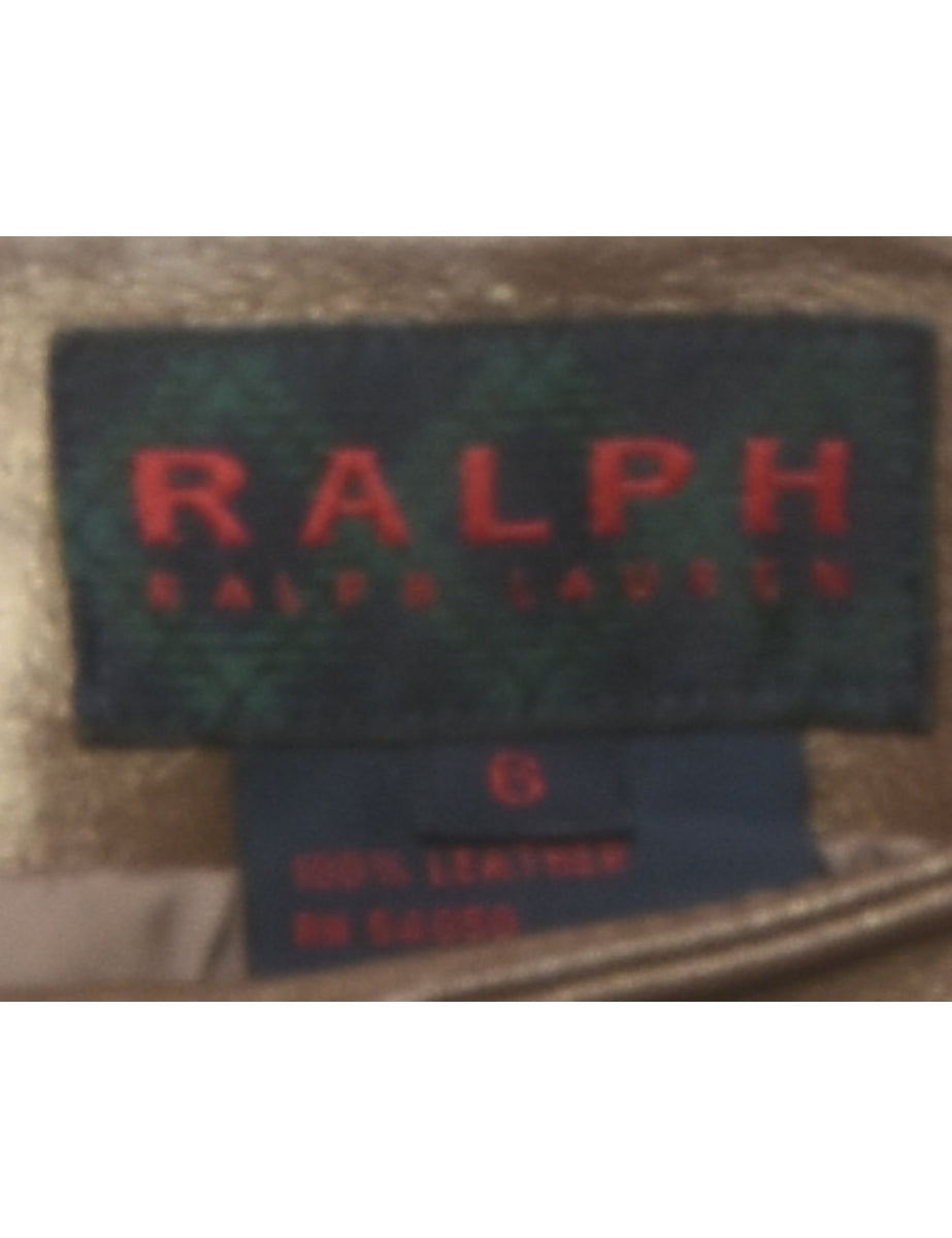 Ralph Lauren Brown Straight-Leg Shiny Leather Trousers - W30 L31