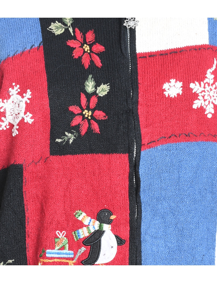 Floral Christmas Cardigan - M