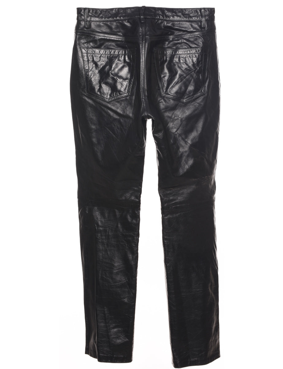Black Leather Trousers - W30 L30
