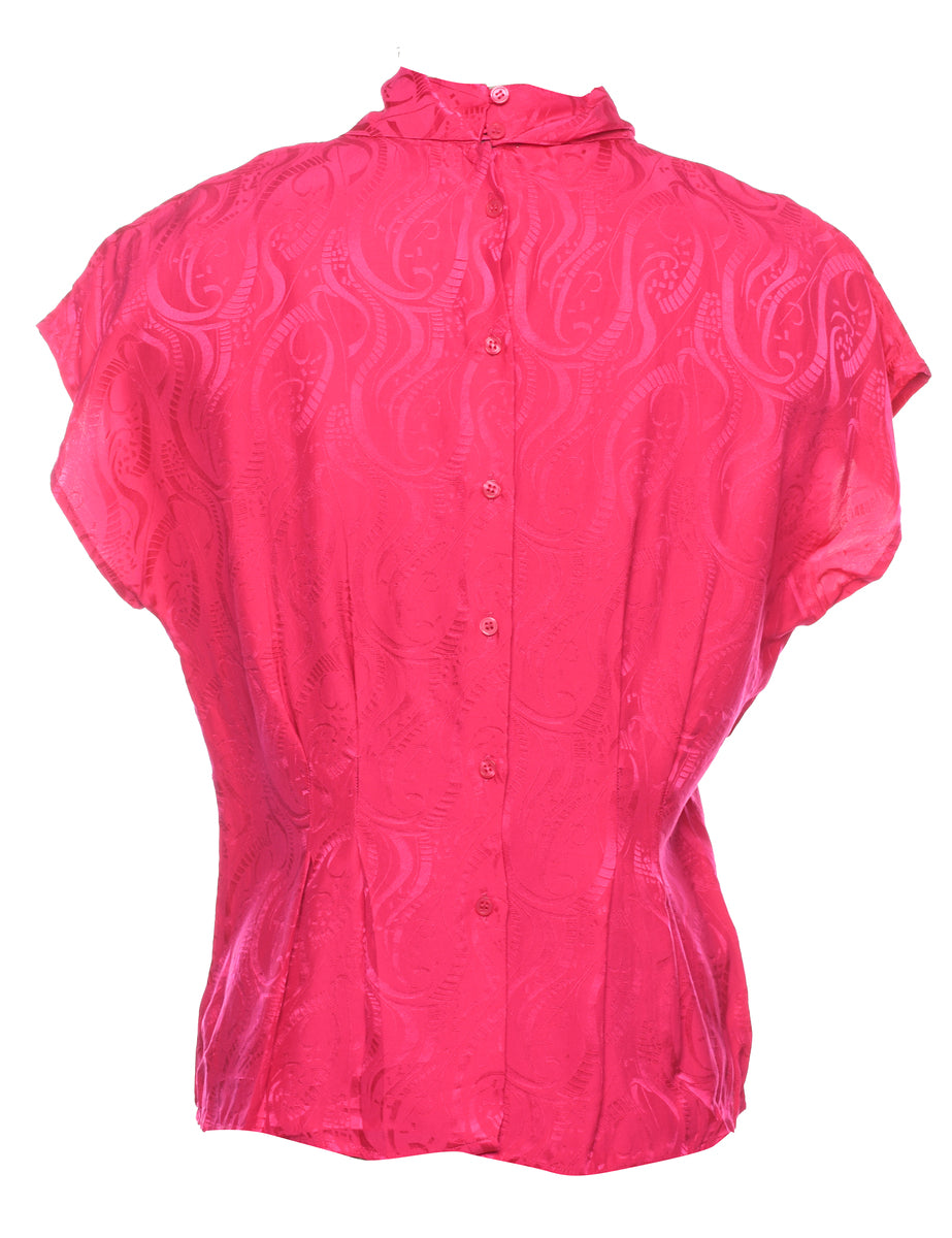Silk Hot Pink Printed Top - M