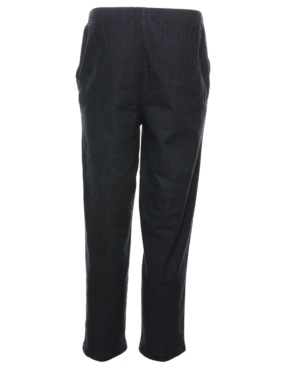 Dark Wash Elasticated Waist Denim Trousers - W26 L27
