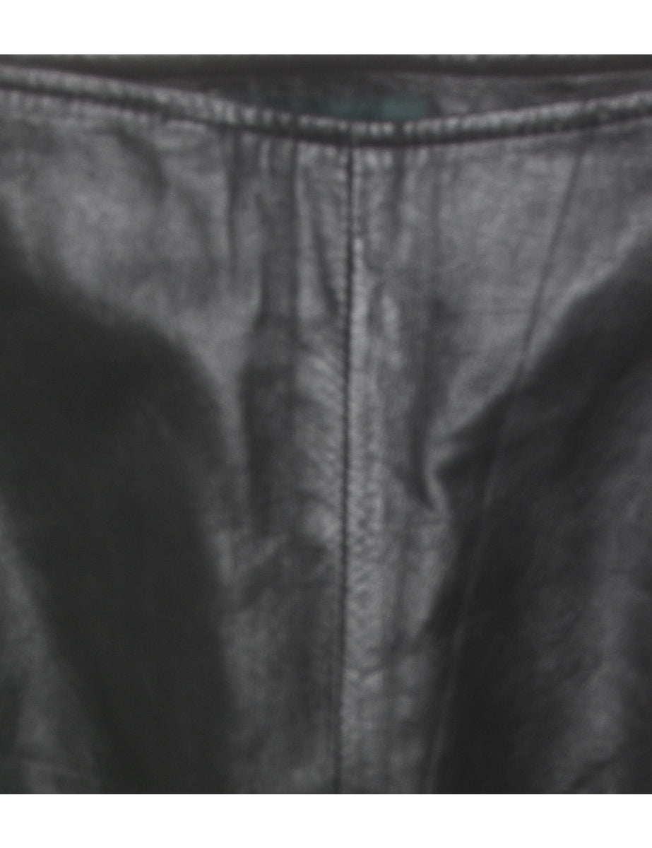 Black Leather Tapered Trousers - W29 L27
