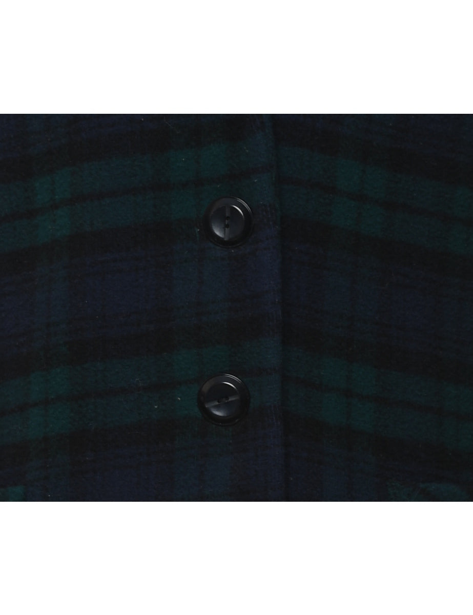 Checked Navy & Dark Green Coat - L