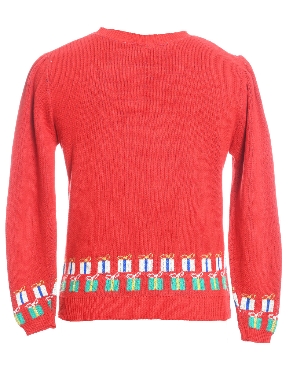 Christmas Tree Print Jumper - M