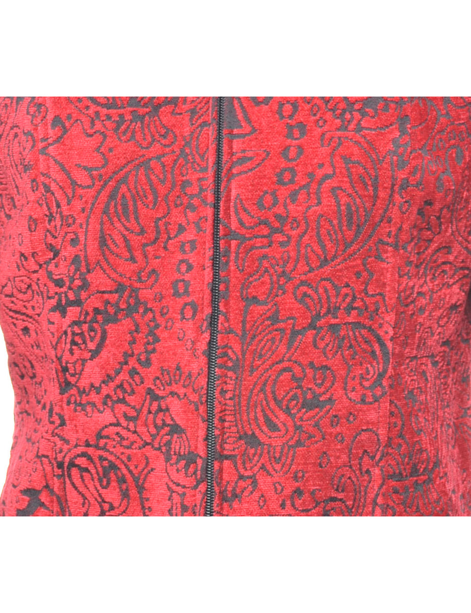 Paisley Pattern Red Tapestry Jacket - S
