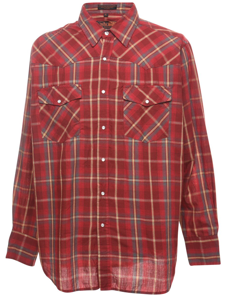 Maroon Checked Shirt - XL
