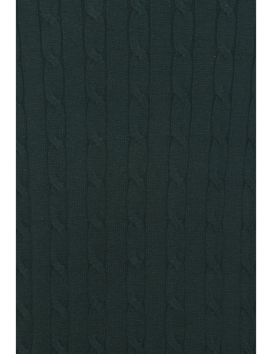 Dark Green Cable Knit Sweater Vest - L