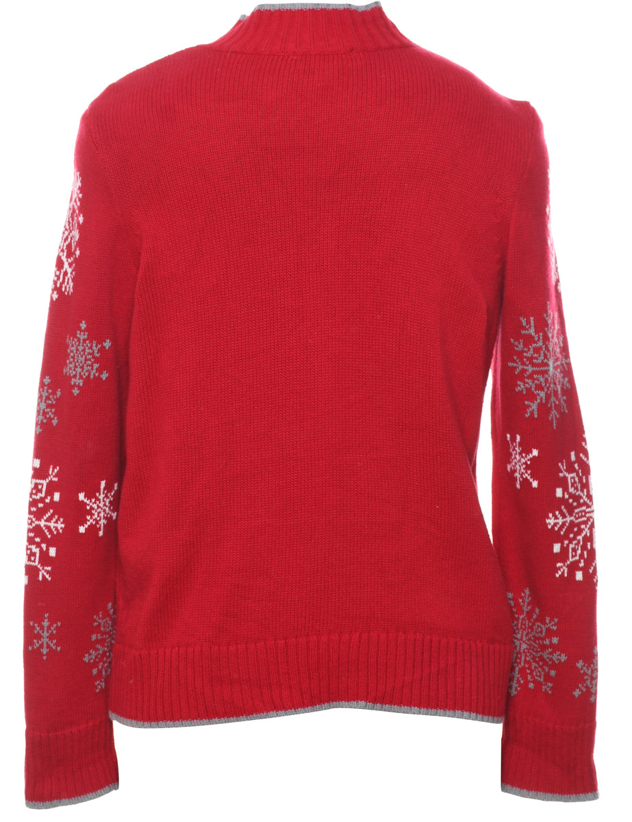 Snowfall Design Christmas Cardigan - M