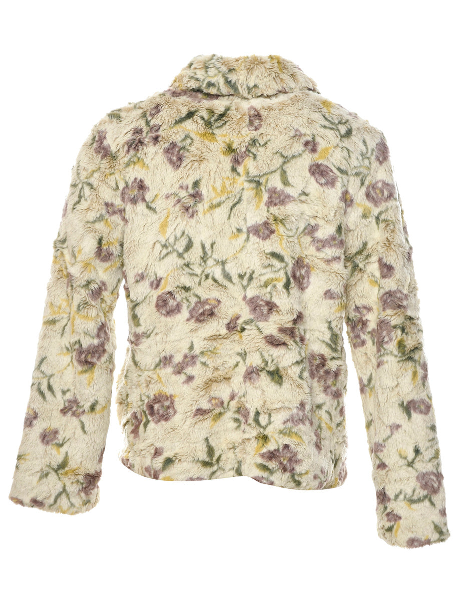 Beige Faux Fur Jacket - S