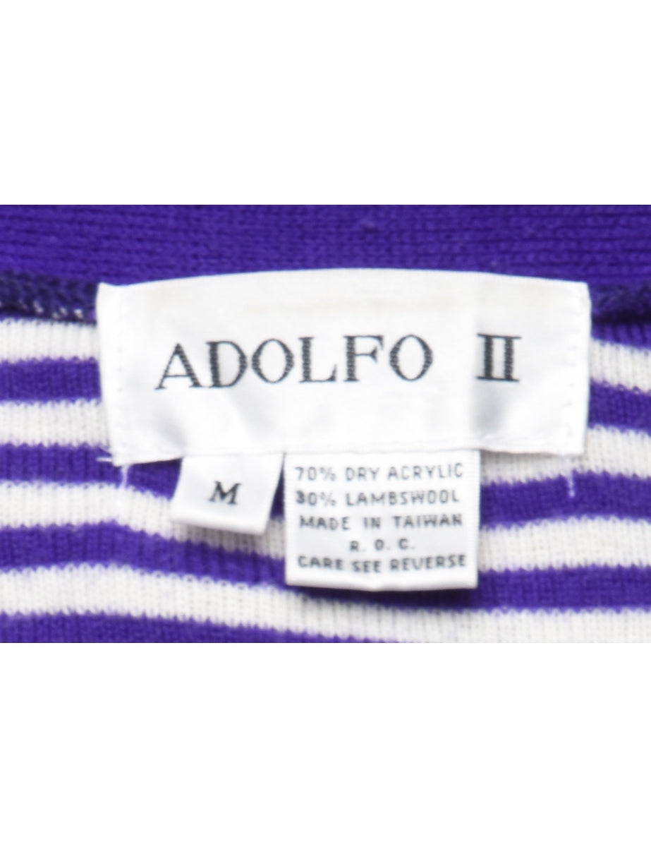 Purple Striped Cardigan - M