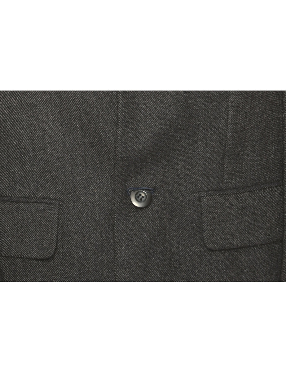 Herringbone Grey Tweed Blazer - L
