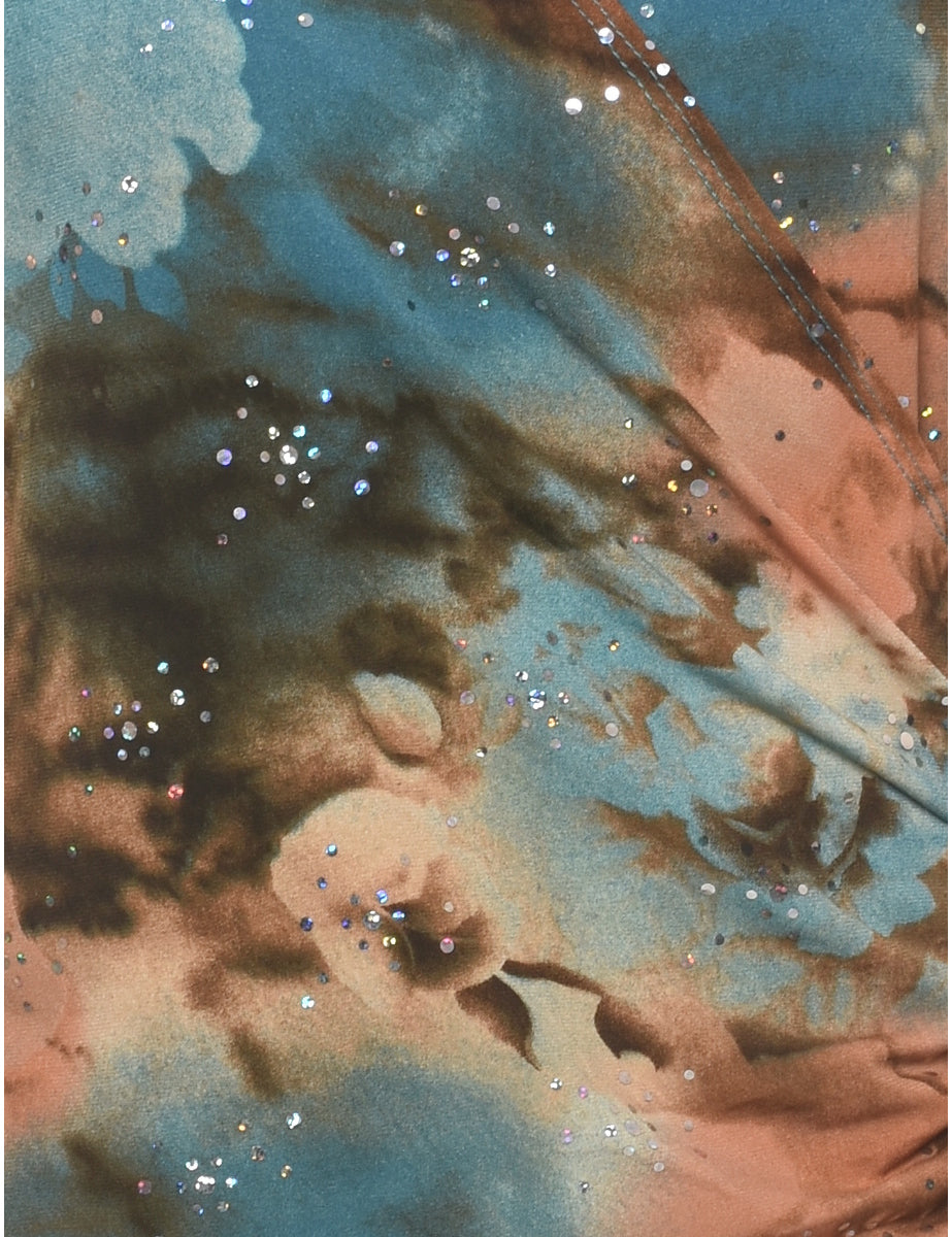 Abstract Print Y2K Evening Top - L