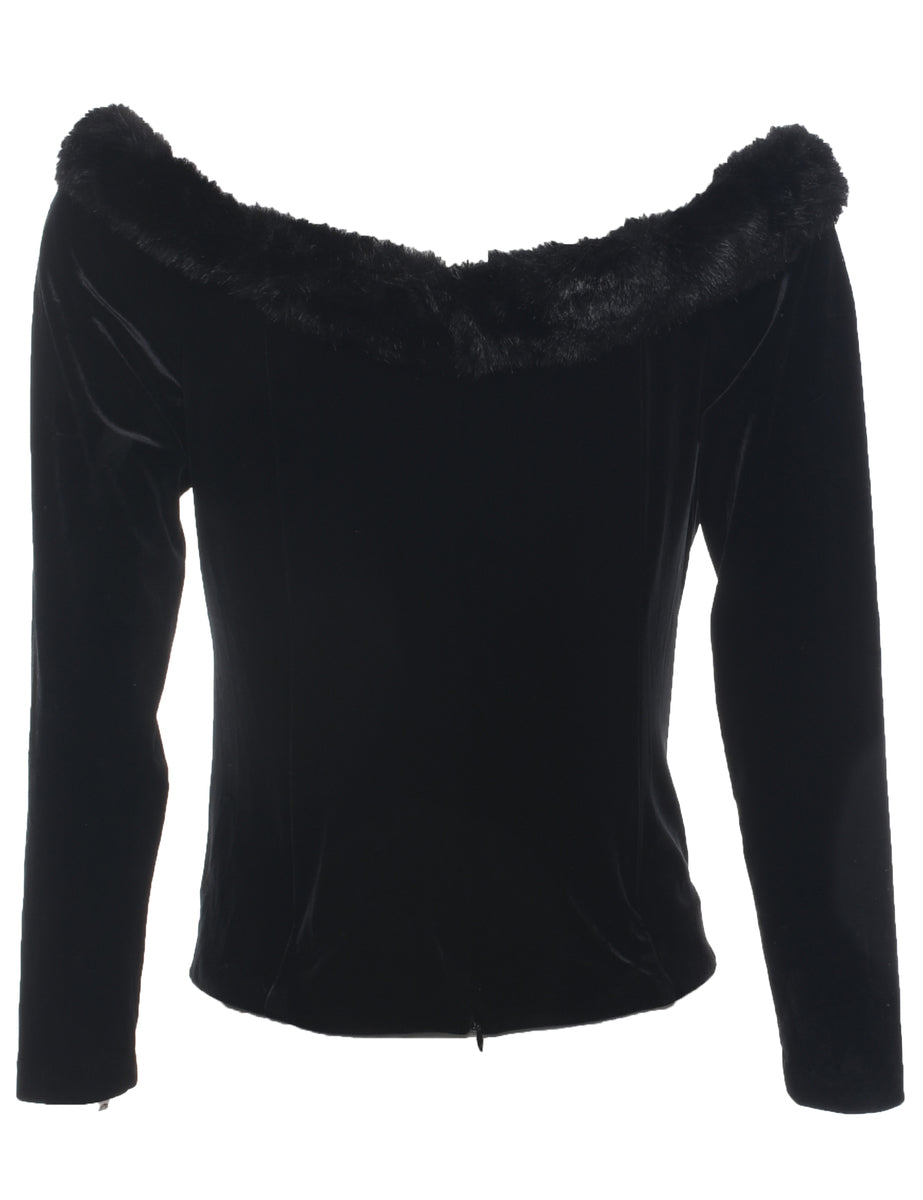 Velvet Black Evening Top - M