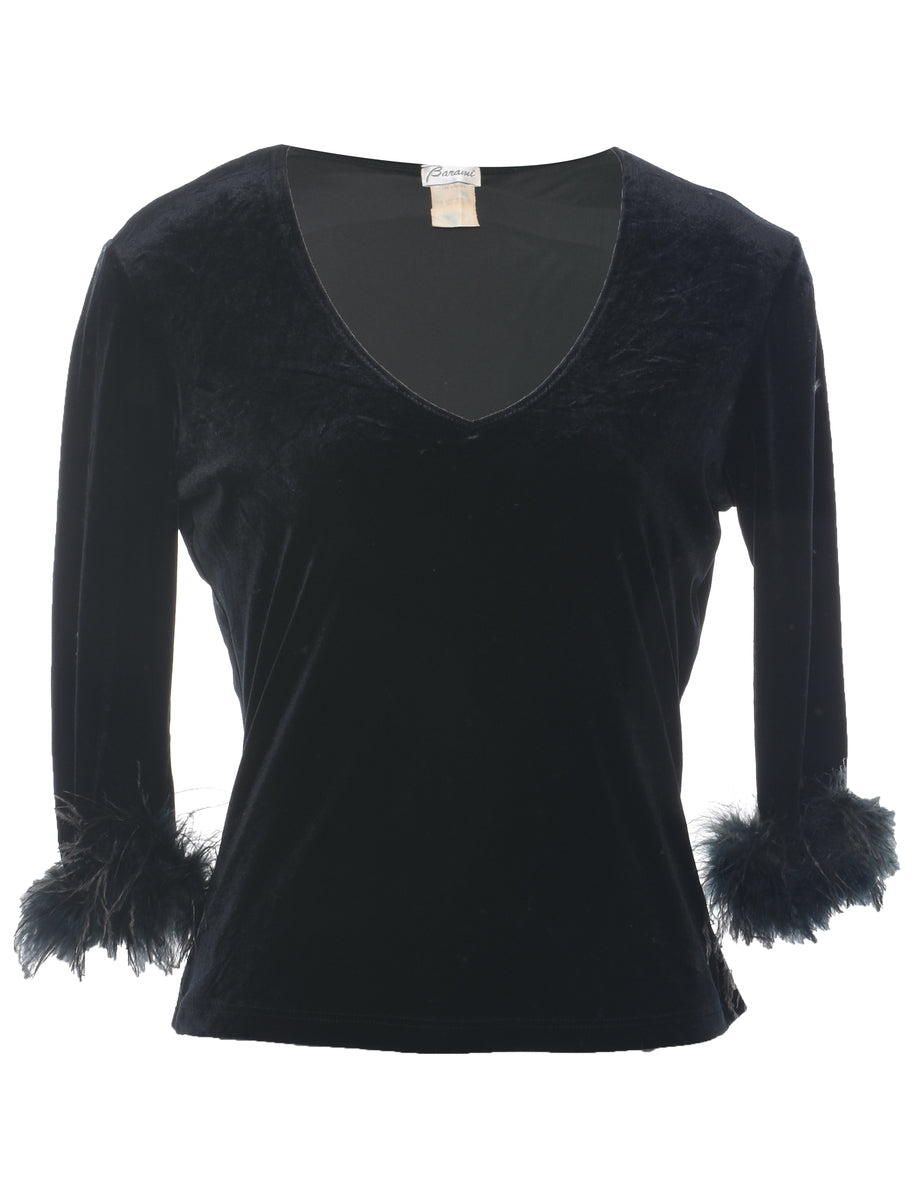 Velvet Fabric Evening Top - M