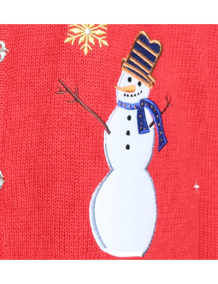 Snowman Christmas Cardigan - S