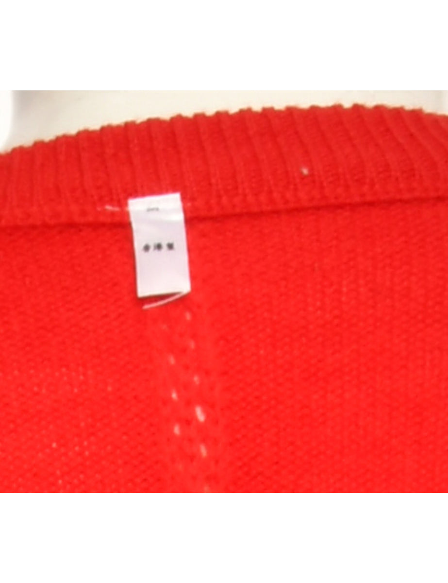 Red Long Sleeved Jumper - M