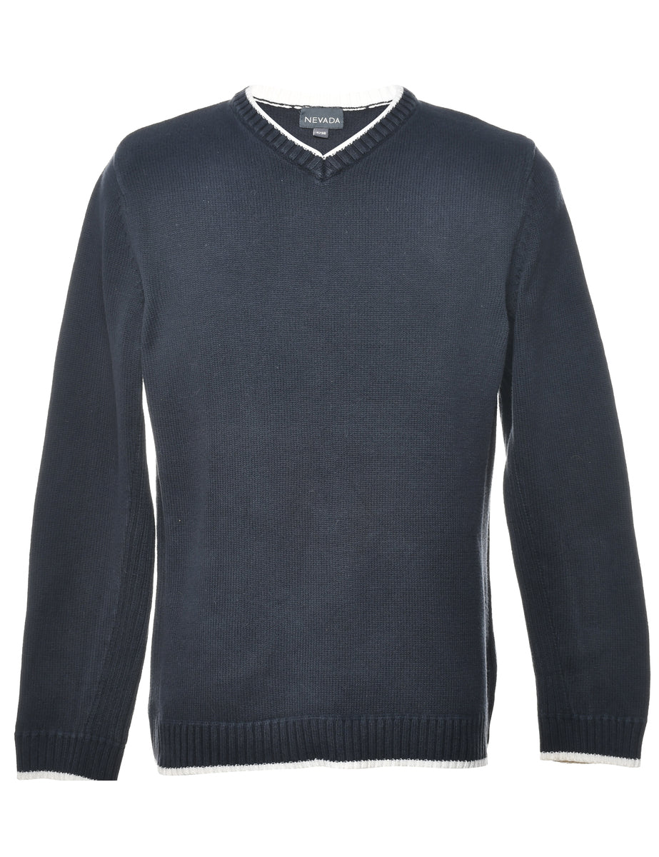 Long Sleeved Navy Jumper - S