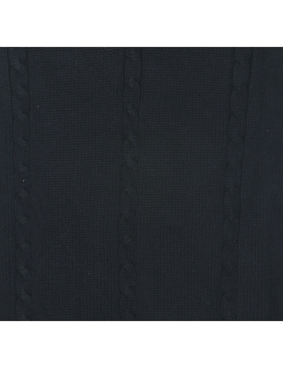 Cable Knit Black Vest - M