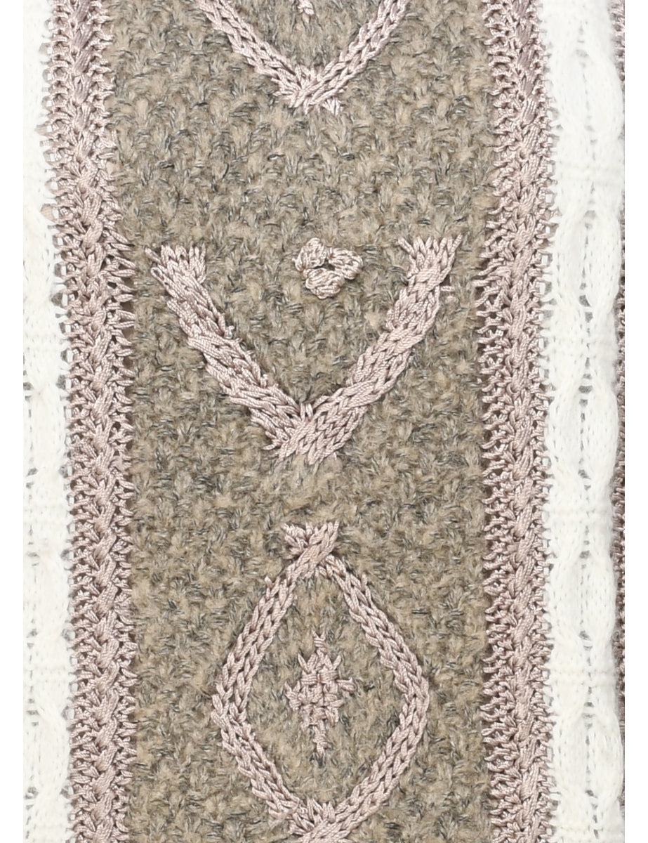 Patterned Light Brown Cardigan - L