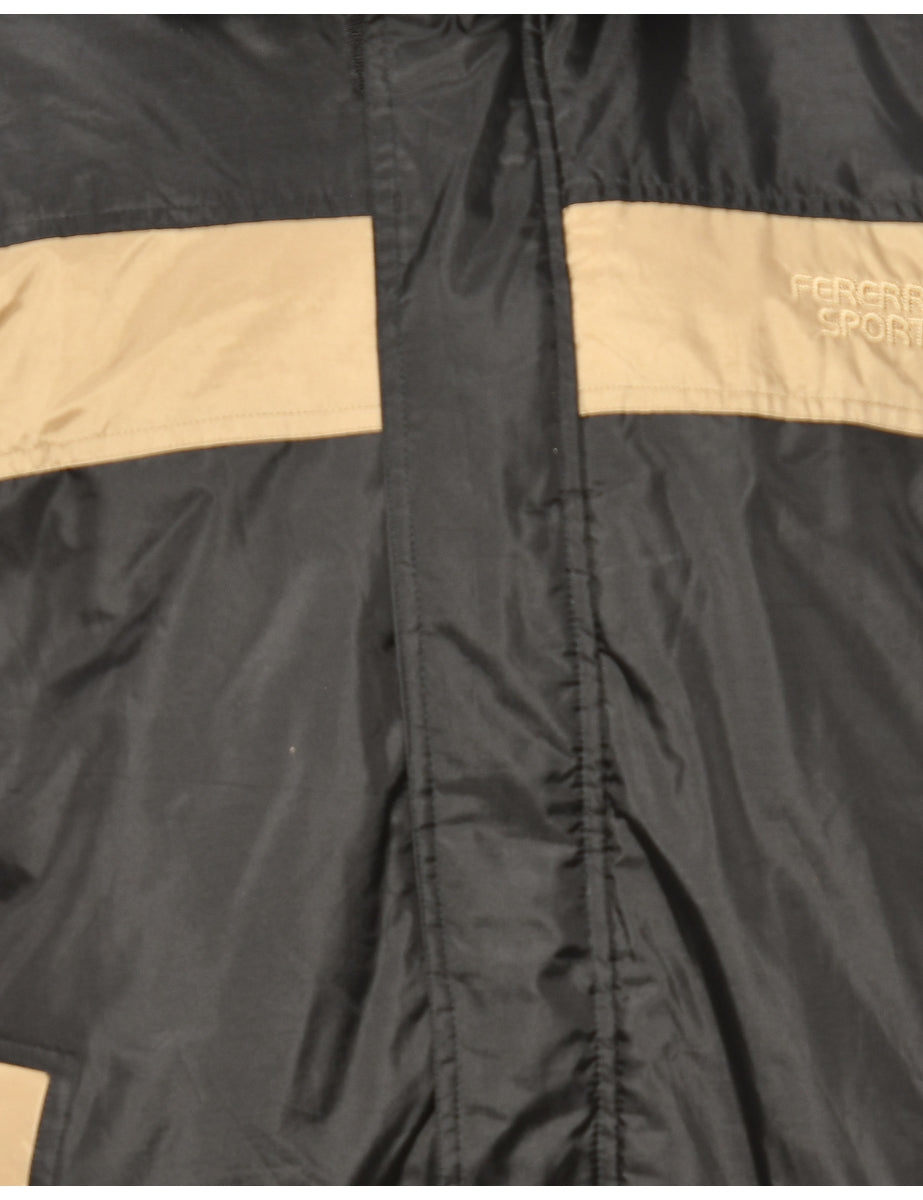 Beige & Black Two-Tone Mountaineering Jacket - M