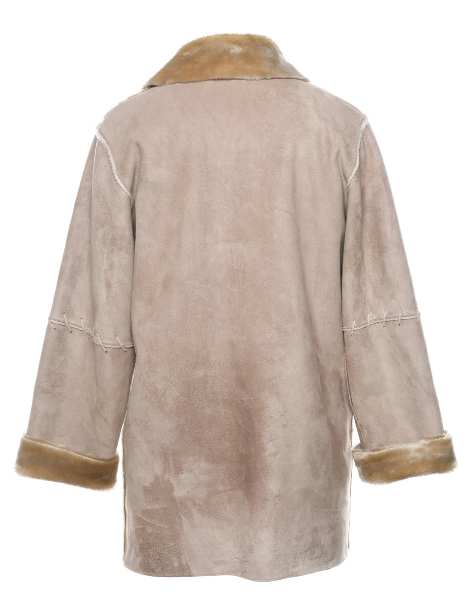 Single Breasted Shearling Lining Coat - M
