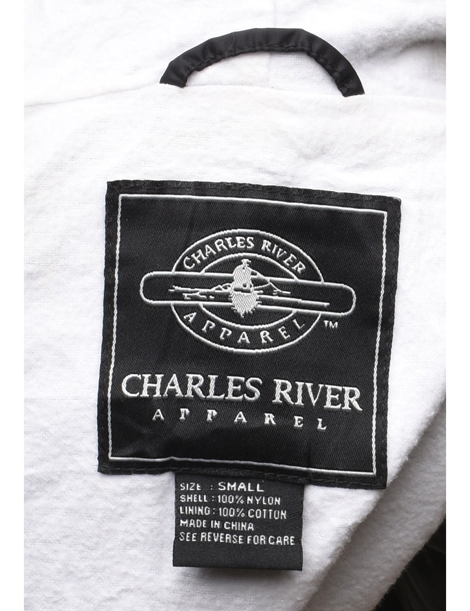Charles River Quarter-Zip Black Embroidered Nylon Jacket - S