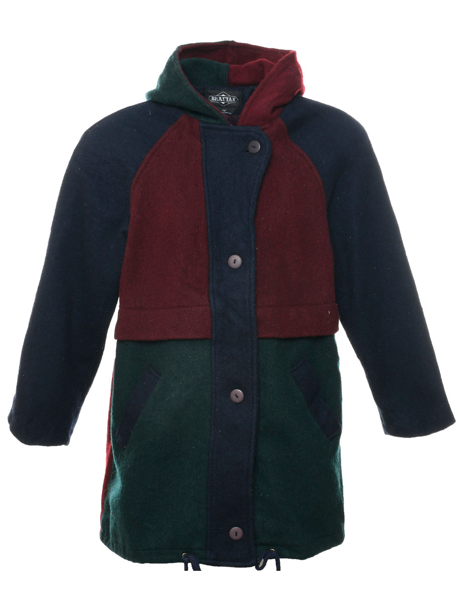Hooded Wool Coat - M