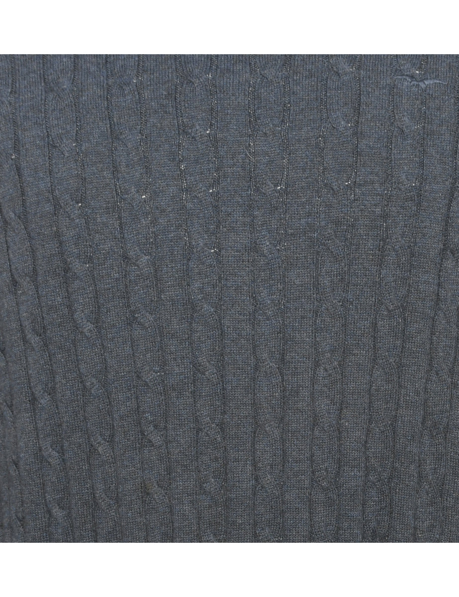 Cable Knit Grey Jumper - M