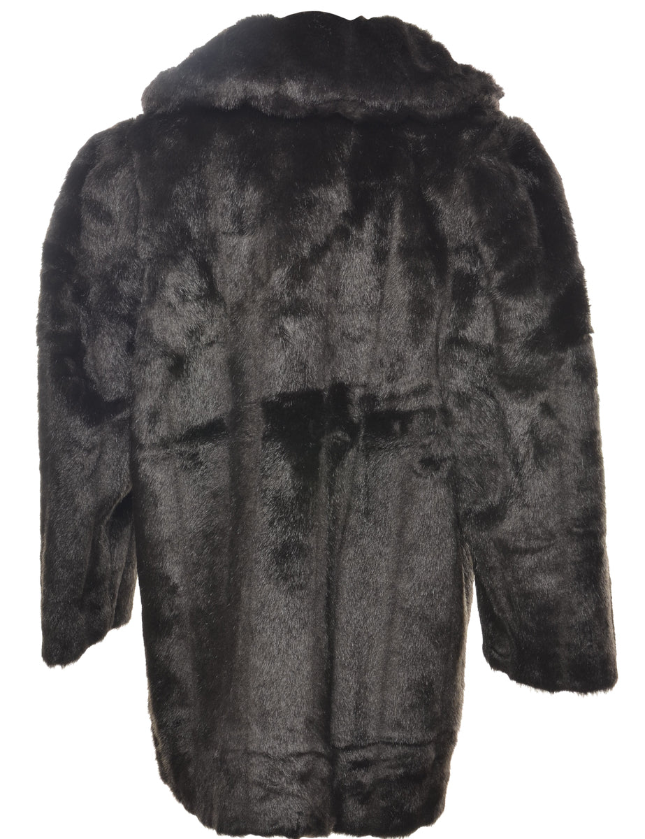 Dark Brown Faux Fur Coat - L
