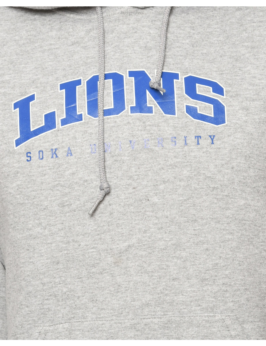 Grey Jerzees Printed Hoodie - L